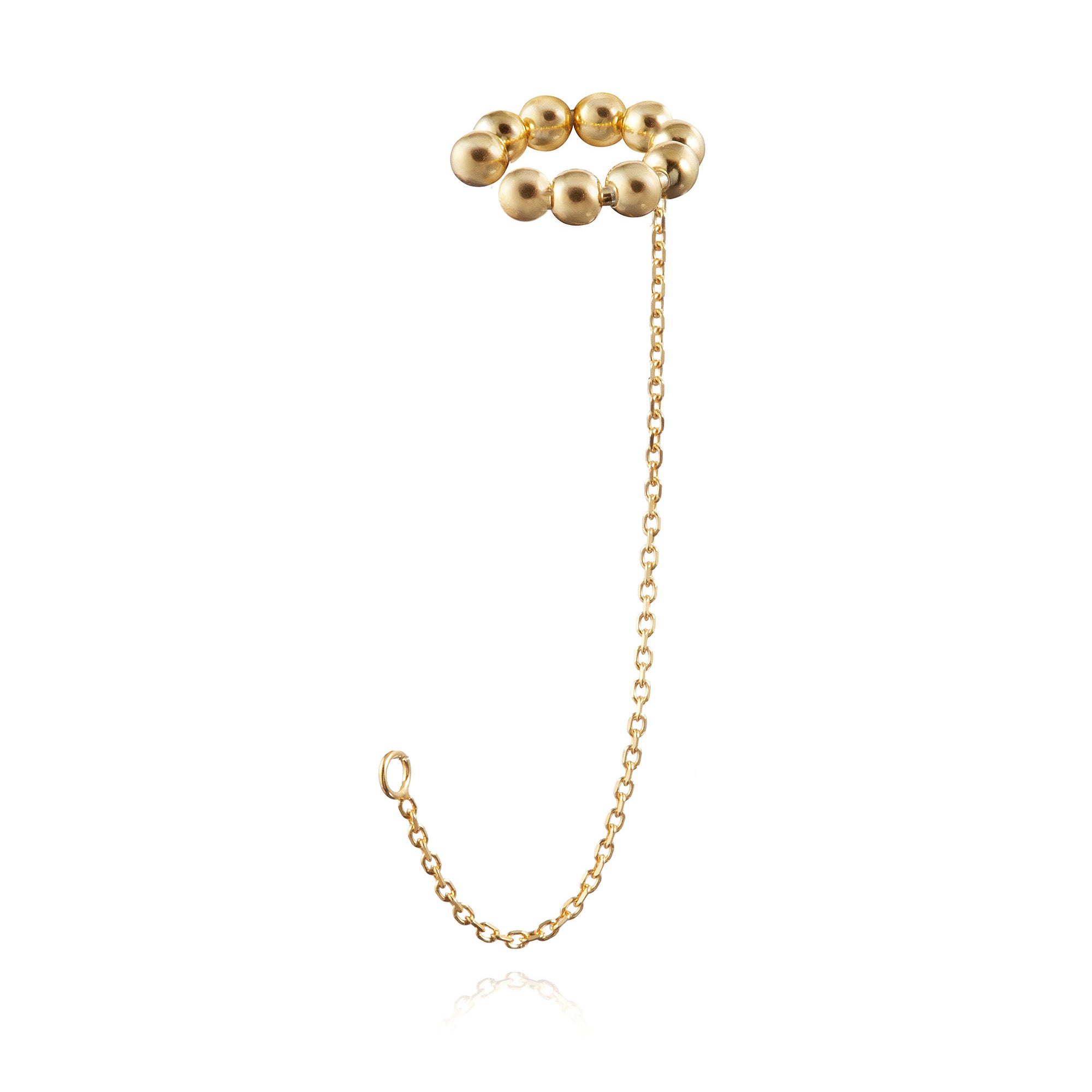 BOLA EAR CUFF WITH CHAIN IN STERLING SILVER