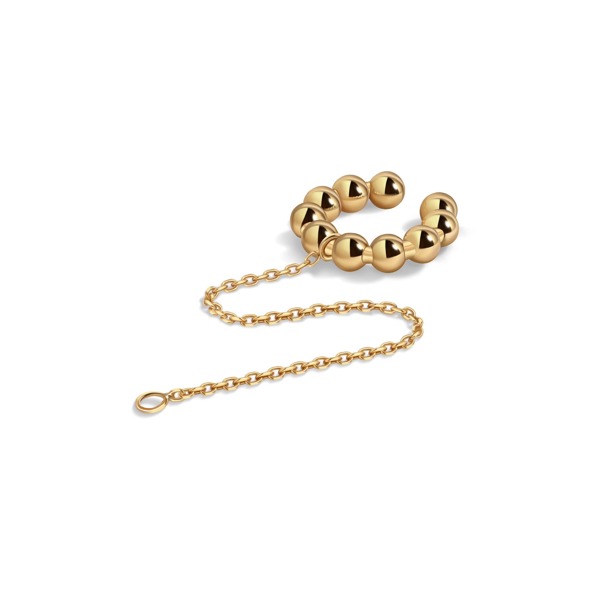 BOLA EAR CUFF WITH CHAIN IN 14K GOLD