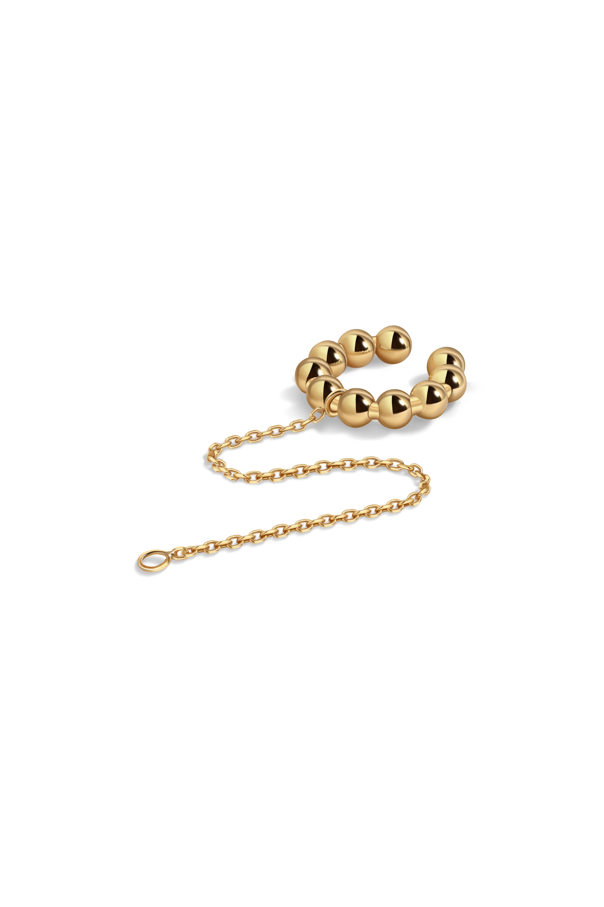 BOLA EAR CUFF WITH CHAIN IN 14K GOLD