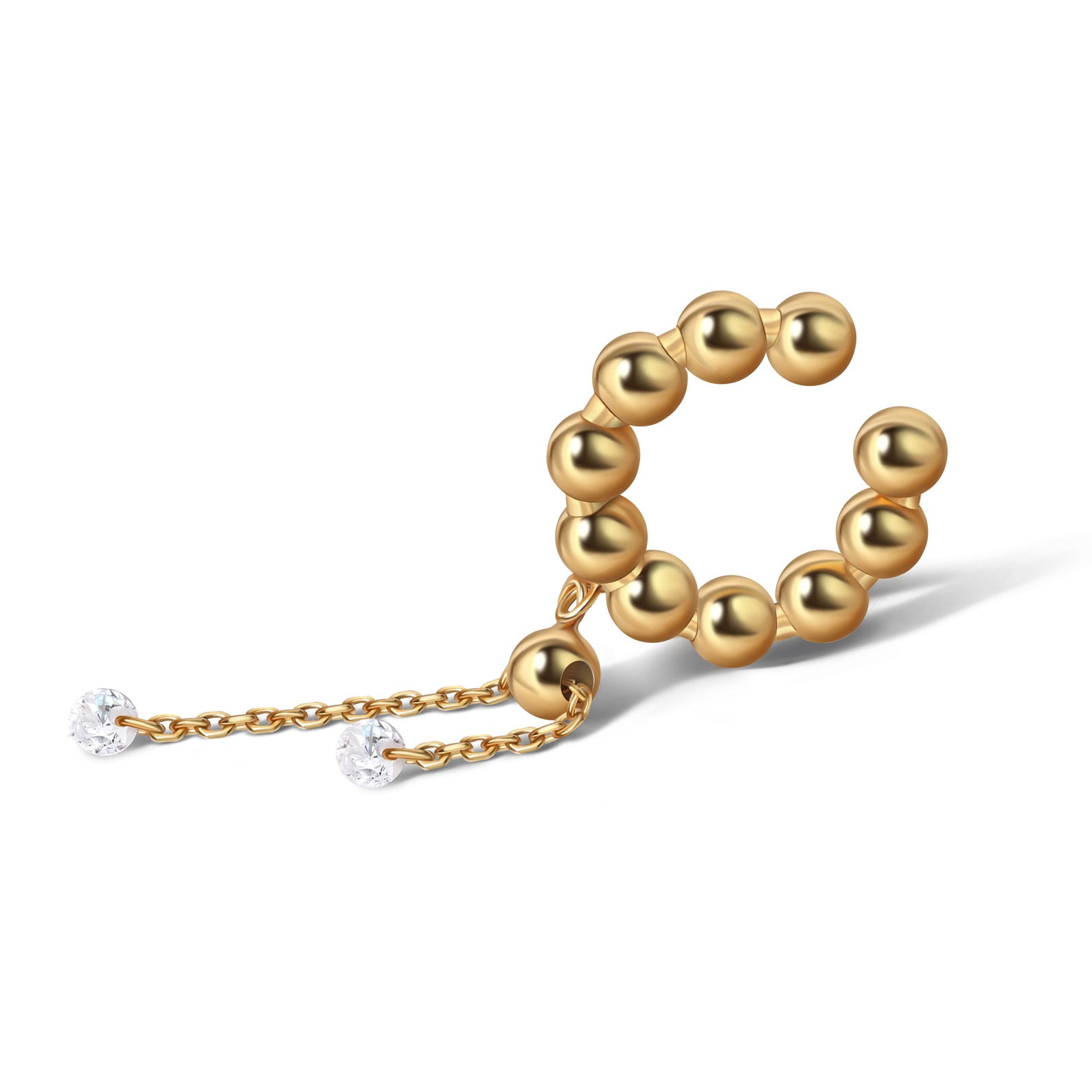 BOLA 2-IN-1 EAR CUFF WITH GEMS IN 14K GOLD