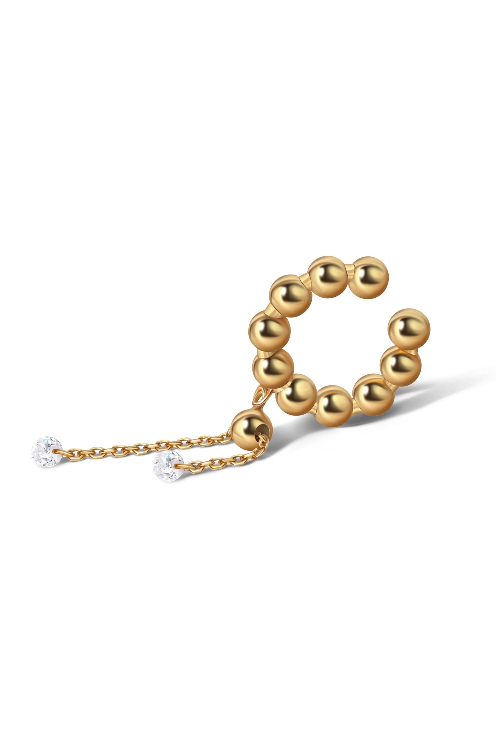 BOLA 2-IN-1 EAR CUFF WITH GEMS IN 14K GOLD
