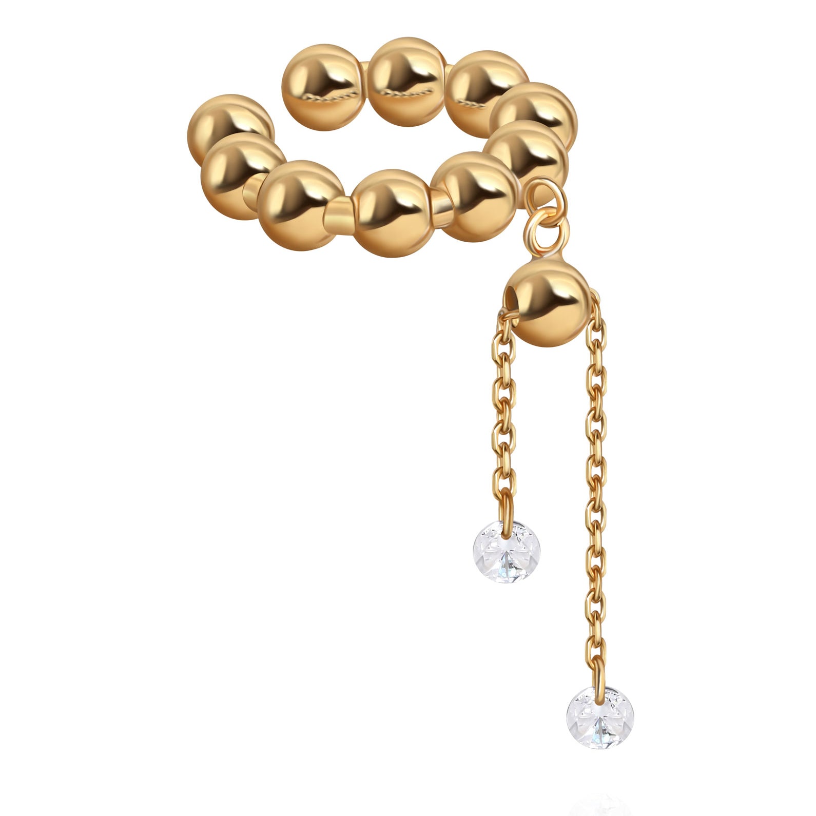 BOLA 2-IN-1 EAR CUFF WITH GEMS IN STERLING SILVER