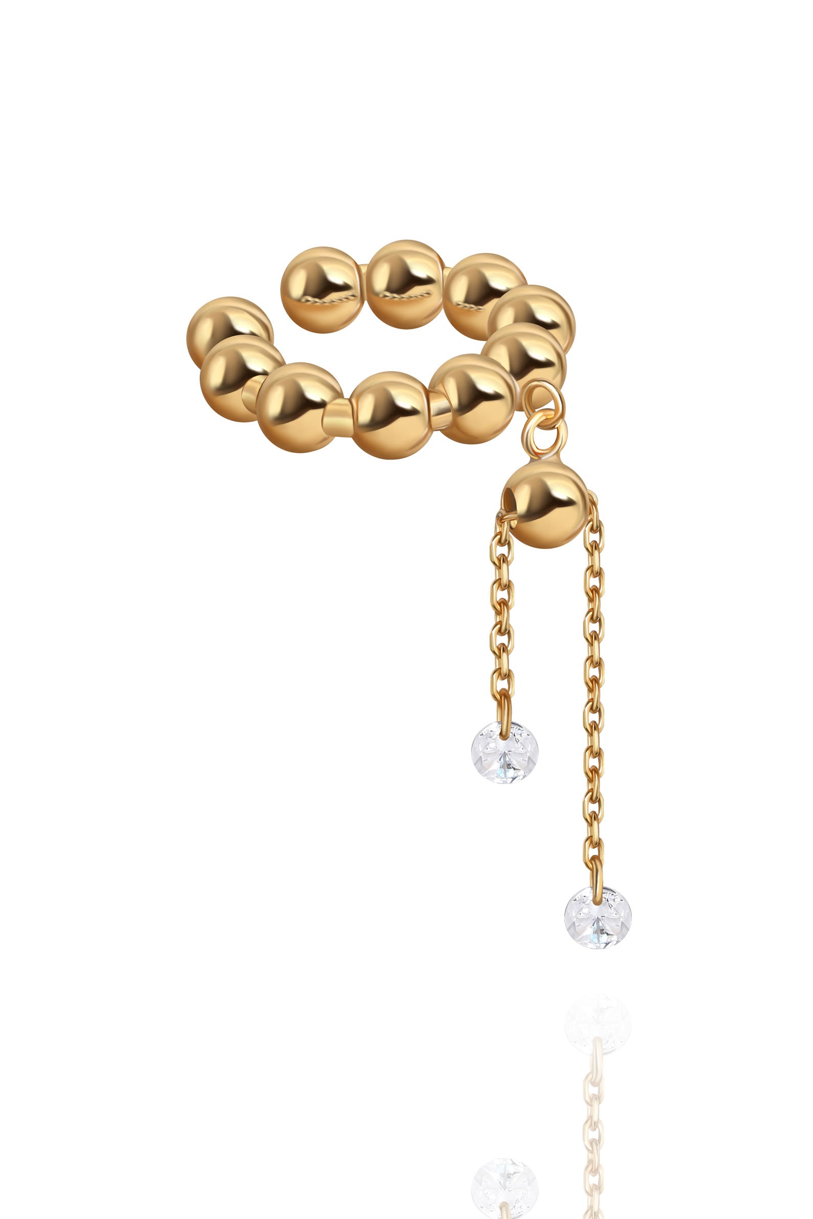 BOLA 2-IN-1 EAR CUFF WITH GEMS IN STERLING SILVER