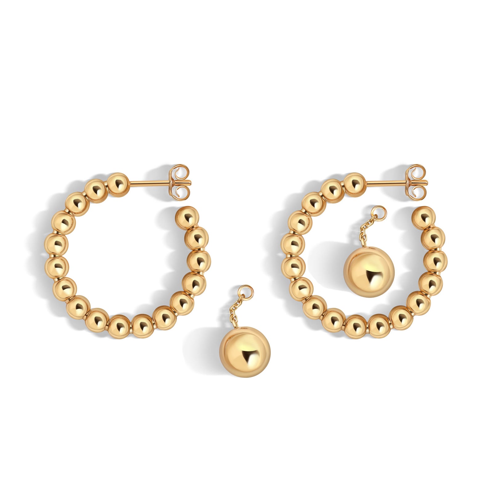 BOLA 2-IN-1 EARRINGS IN 14K GOLD