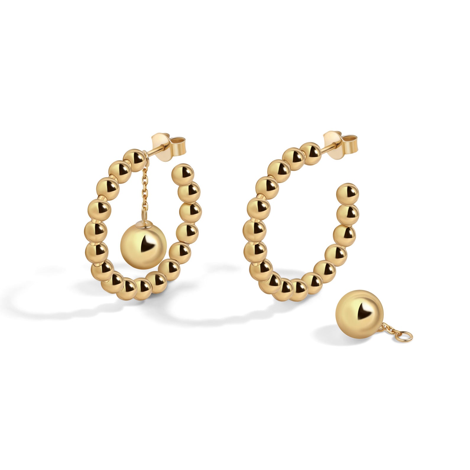 BOLA 2-IN-1 EARRINGS IN STERLING SILVER