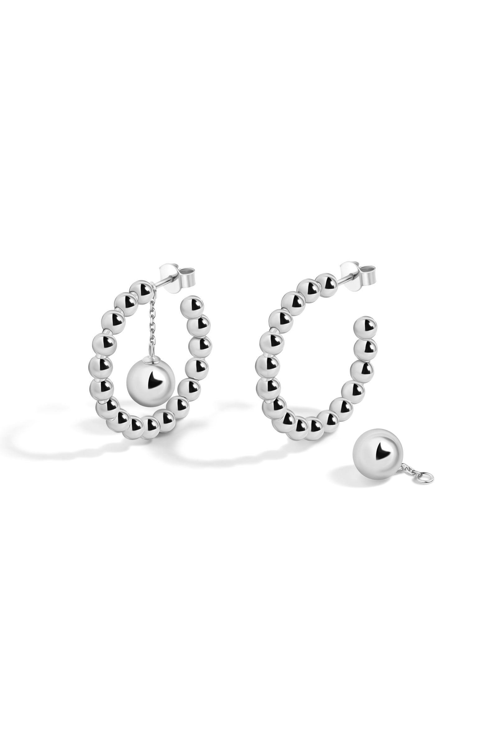 BOLA 2-IN-1 EARRINGS IN STERLING SILVER