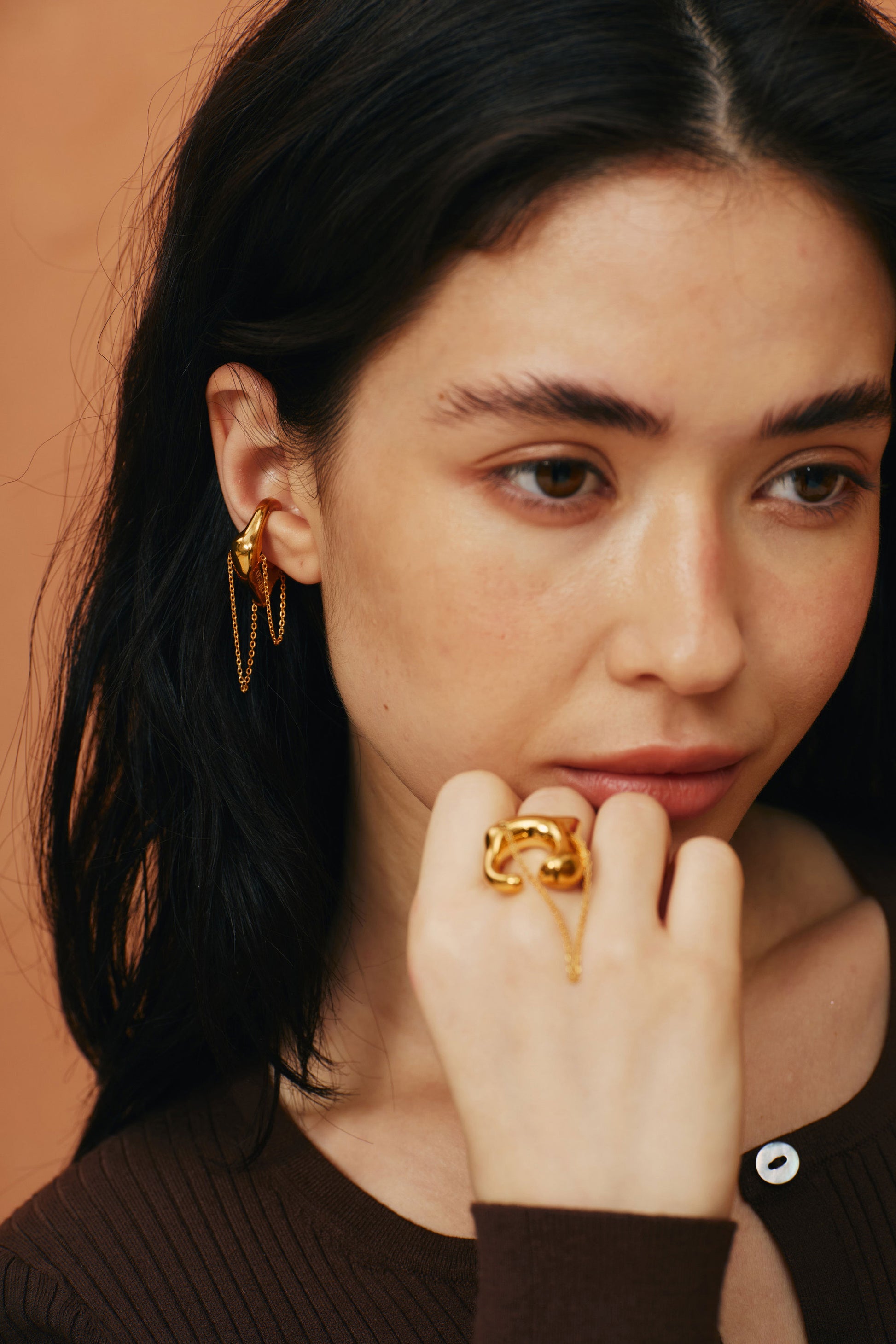 CARIÑO 3-IN-1 CUFF-RING IN 14K GOLD