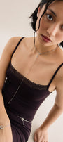 Girl in silver choker with long chain