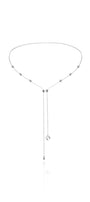 Silver necklace with small beads on a white background