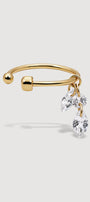Gold ear cuff with marquise cubic-zirconia pendant