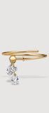 Gold ring with a pear-shaped cubic-zirconia charm 