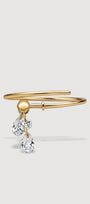 Gold ring with a pear-shaped cubic-zirconia charm 