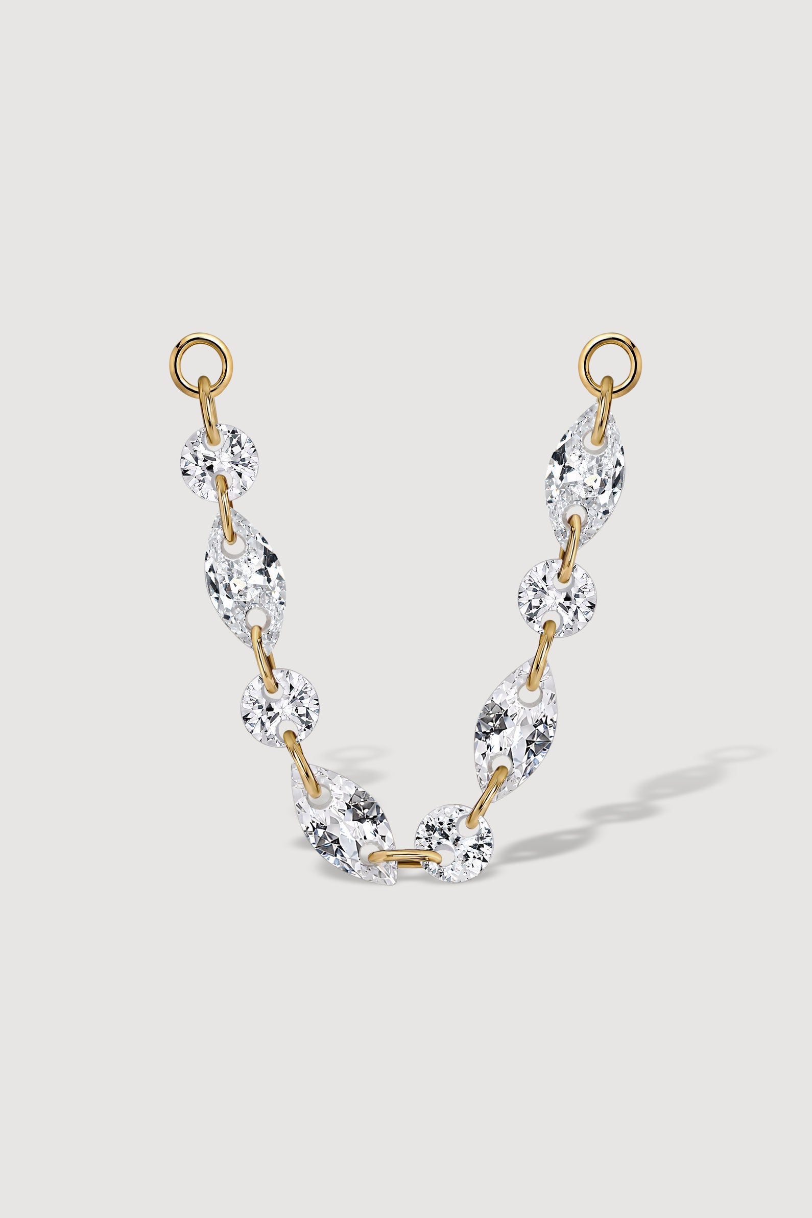 Frameless marquise cubic zirconia connector for jewelry