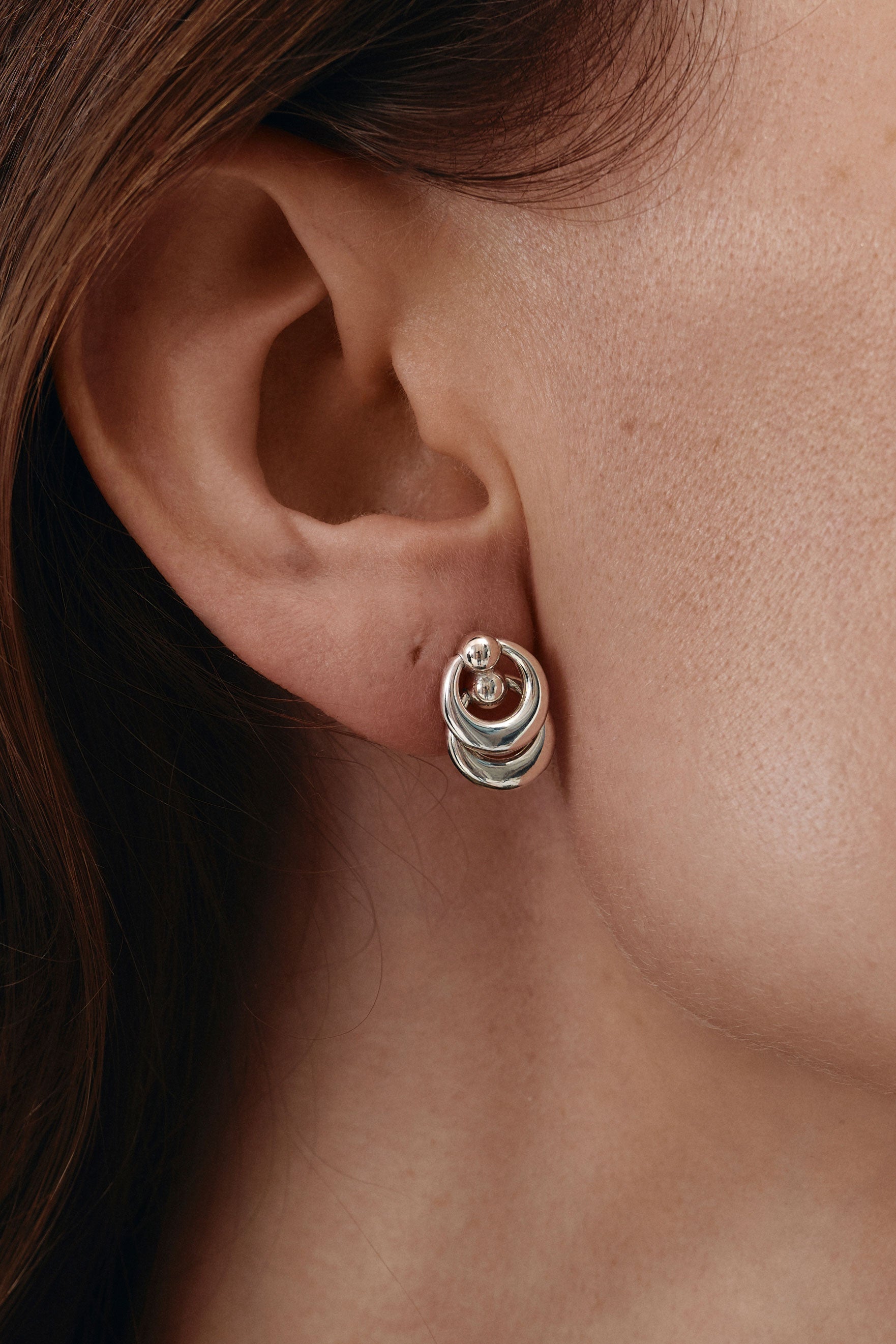 NIMBO ROUND 2-IN-1 EARRINGS IN STERLING SILVER