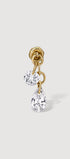 Gold earring with two cubic zirconia gems 