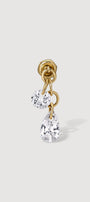 Gold earring with two cubic zirconia gems 