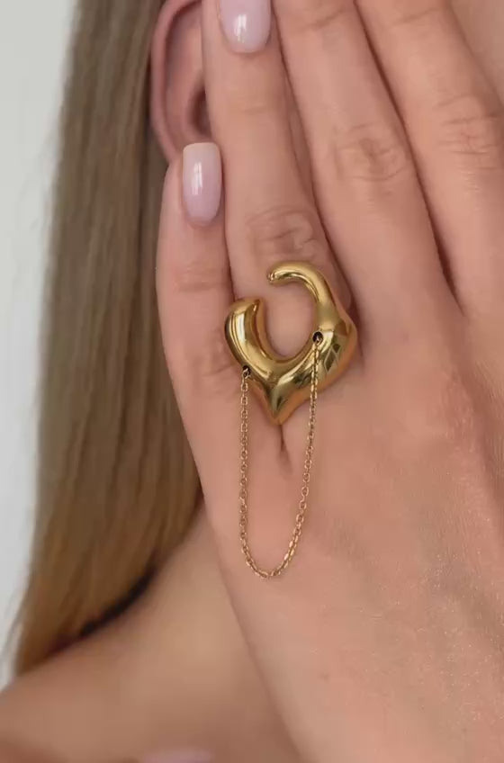 CARIÑO 3-IN-1 CUFF-RING IN 14K GOLD