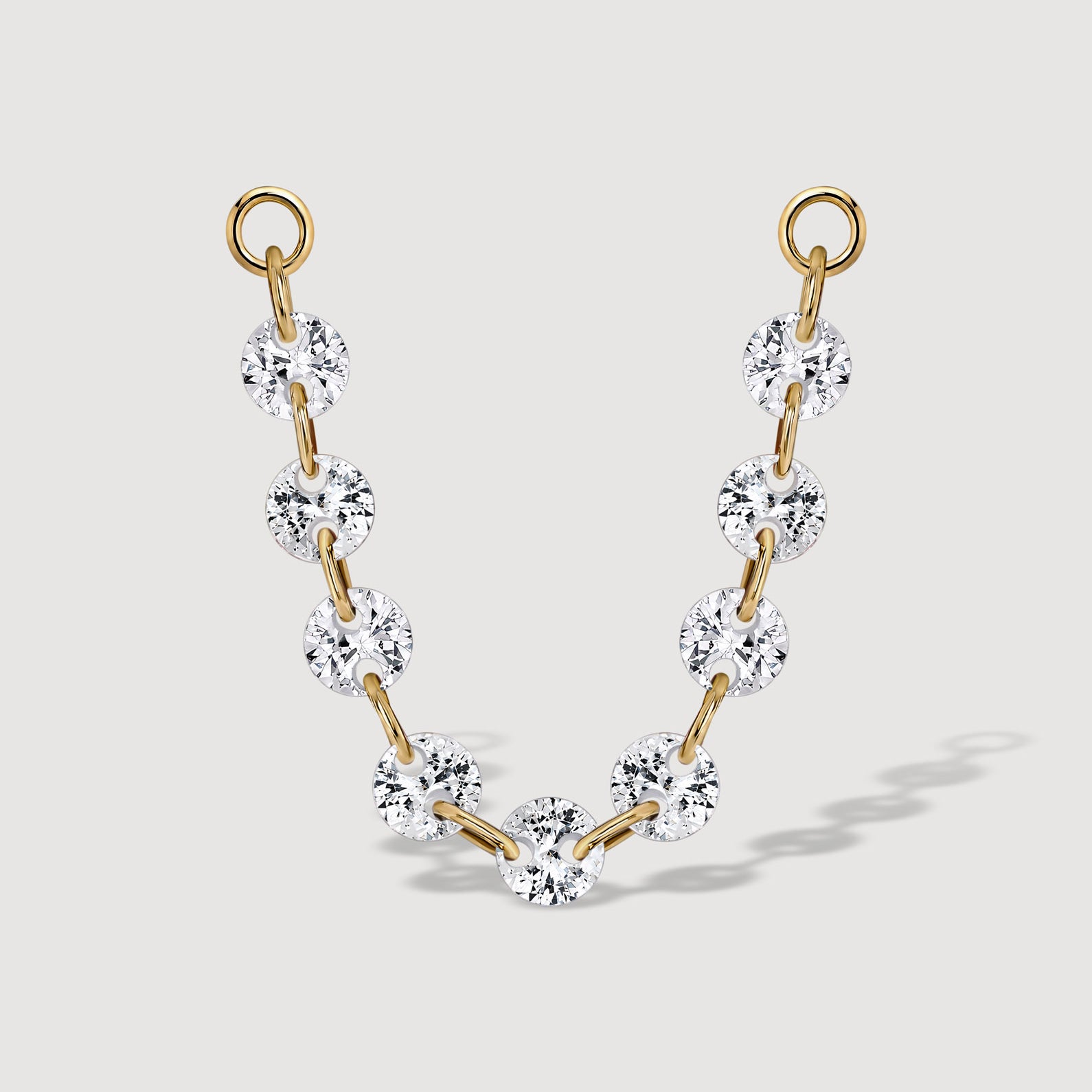 Frameless round brilliant-cut cubic zirconia connector