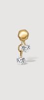 Gold reversible earring with round cut gems